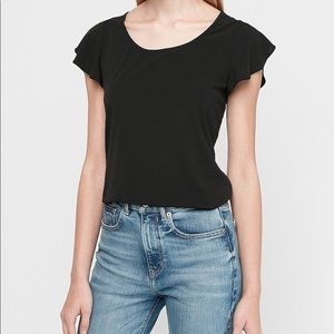 Flutter Sleeve Black Express Shirt